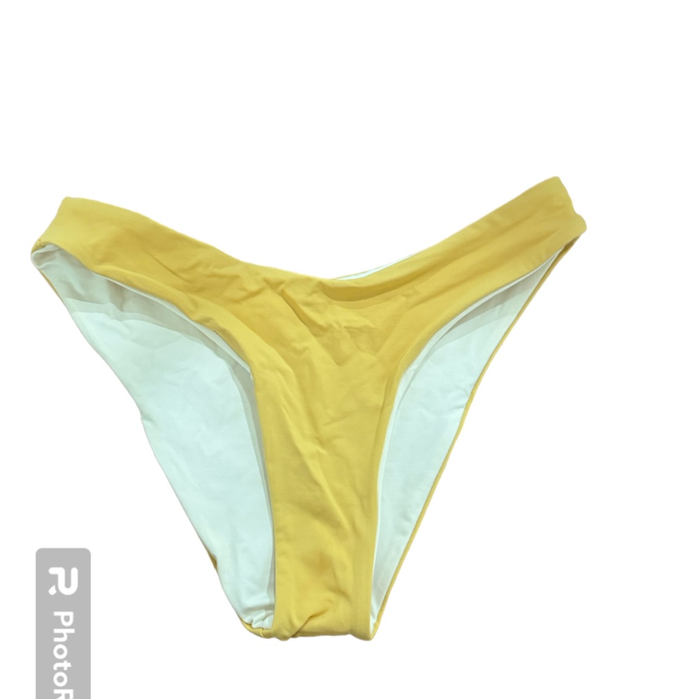 Yellow and White Reversible Bikini Bottoms Size Small